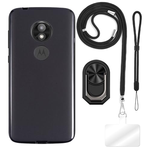 Schutzhülle für Motorola Moto E5 Play (13,2 cm / 5,2 Zoll), mit verstellbarem Umhängeband, weiche Handschlaufe und Fingerringhalter im Mecha-Stil mit Ständer von ESACMOT