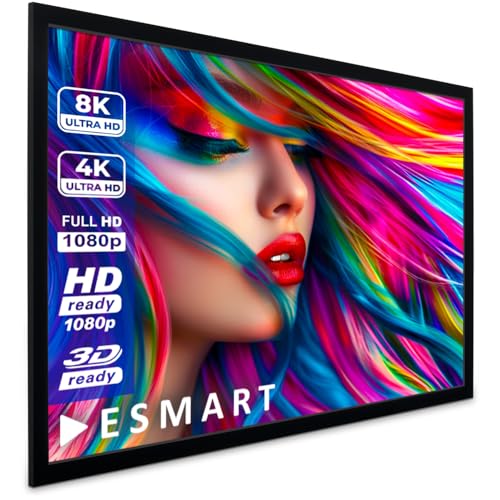 ESMART Professional MIRALE Akustik Rahmen-Leinwand [Größenauswahl] 221 x 125 cm (100") 16:9 | Heimkino Beamer Projektionsleinwand Rahmen Leinwand LCD LED von ESMART