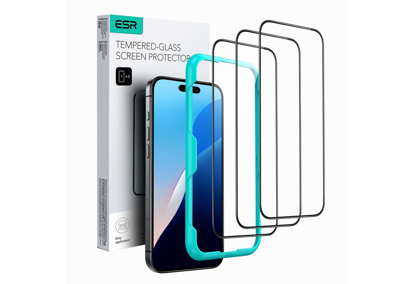 ESR Displayschutzglas Tempered-Glass Displayschutz für Apple iPhone 16 für iPhone 16, Starke Kratzfestigkeit, HD-Klarheit von ESR