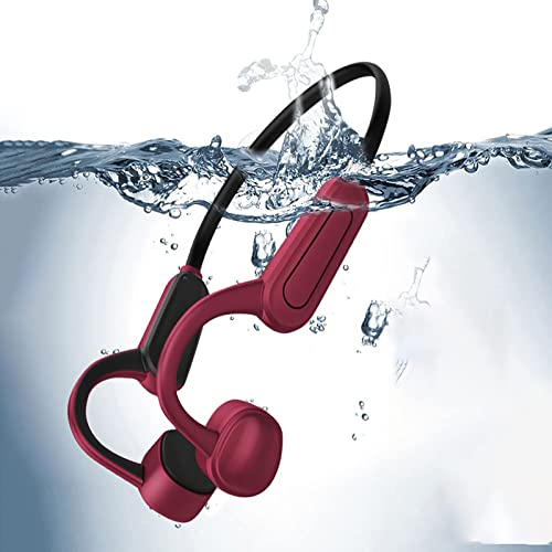 Bluetooth Kopfhörer on Ear Sport Kopfhörer Bone Conduction Kopfhörer with 16GB Memory IPX8 Waterproof Tauchen Schwimmen Einstellbare Größe für Outdoor-Aktivitäten Surfen Fitnessstudio Rot von ESSONIO