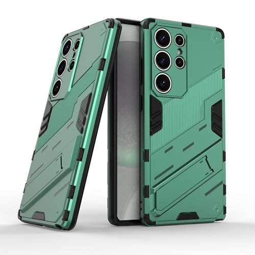 ESHUYI Kompatibel mit Samsung Galaxy S25 Ultra Hülle mit Ständer Halter Schutzhülle Case [für Handyhalterung Auto Magnet] Militär Stoßfest Handyhülle, Grün von ESTH