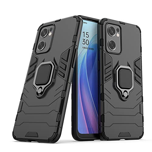 ESTH® Kompatibel mit OnePlus Nord CE 2 5G Hülle mit 360° Drehbarer Ring Ständer Schutzhülle Case [für Handyhalterung Auto Magnet] Militär Stoßfest Handyhülle, Schwarz von ESTH