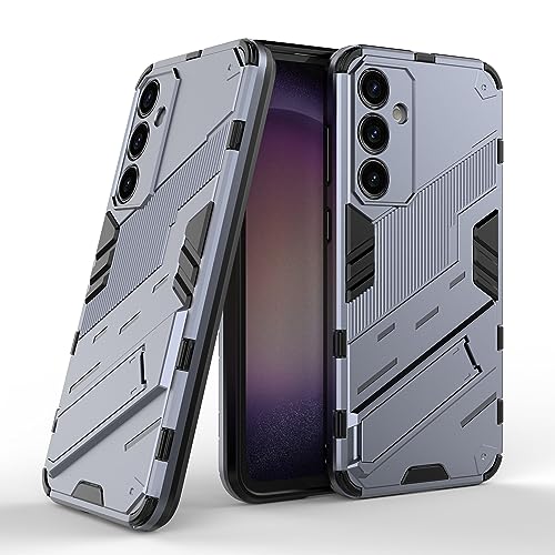 ESTH® Kompatibel mit Samsung Galaxy S23 FE 5G Hülle mit Ständer Halter Schutzhülle Case [für Handyhalterung Auto Magnet] Militär Stoßfest Handyhülle, Grau von ESTH