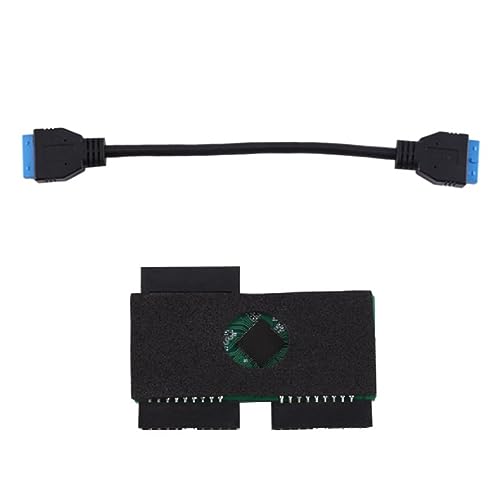 3.0 19Pin 1 to 2 Header-Verlängerungskabel Schwarz USB HUB mit Adoptierungs-Chip und modularer Kabelleitung und Erweiterungskarte von ESUSO