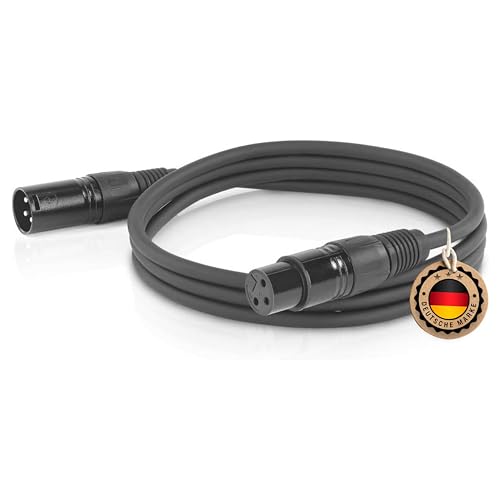 ETEC Professional XLR Audio Kabel 1,5m Mikrofonkabel schwarz DMX OFC-Kupfer symmetrisch Stecker Buchse Lichttechnik Datenübertragung Musik Sound von ETEC