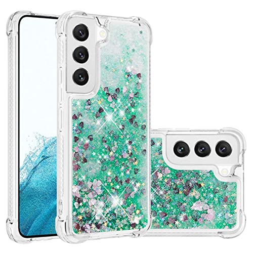 Handy Schutz Glitter Case Compatible with Samsung Galaxy S22 Case Für Damen Mädchen Girly Sparkle Luxus Schwimmend Schnell Transparent Weich TPU. Handytasche Zubehör für Telefon(G von ETGOKJM