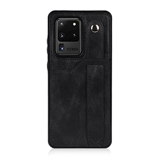 Handyschutz Für Samsung Galaxy S20 Ultra Leder Brieftasche Handy Hülle Handschlaufe Armband Verstellbar Handschlaufe Case für Samsung Galaxy S20 Ultra Phone Zubehör (Noir) von ETGOKJM