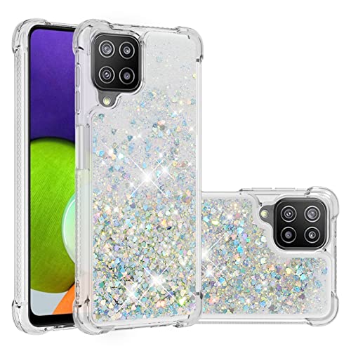 Schutz Glitter Case Compatible with Samsung Galaxy A22 4G. Hülle für Frauen Mädchen Girly Sparkle Luxus Schwimmend Quicksand Transparent Weich TPU. Handytasche Zubehör für diese von ETGOKJM