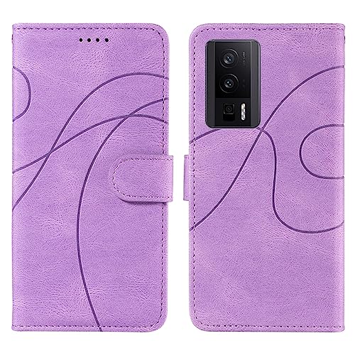 Telefon-Bildschirmschutz Kompatibel mit Xiaomi Redmi K60, Kartensteckplatzhalter, abnehmbares Armband, Flip-Handyhülle, multifunktionale Hülle, kompatibel mit Xiaomi Redmi K60 Telefonzubehör(Purple) von ETGOKJM