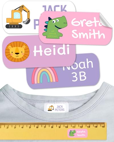 Namensaufkleber für Kinder. Kleidung und Gegenstände. Namensschilder waschmaschinenfest und personalisiert text und symbolen (Palette 15, 50 Stück) von ETIKIDS