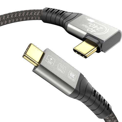 EUDOBEL USB 4 Kabel mit Thunderbolt 4 Kabel 2m,40Gbps USB C Datenkabel,240W 48V/5A USB-C auf USB-C Ladekabel, 8K@60Hz USB C Videokabel für Thunderbolt 3,iPhone 15Pro, Docking Station,SSD,eGPU(90 Grad) von EUDOBEL