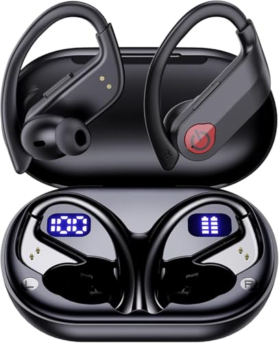 EUQQ Wireless Earbuds Bluetooth 5.3 Kopfhörer - Ohrhörer mit 4 ENC Noise Canceling Mikrofon, 120H Stereo Sound, Sport Wireless Ohrhörer mit Ohrhaken, IP7 Wasserdicht von EUQQ