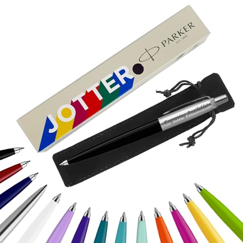 Parker Jotter Kugelschreiber Handschriftstifte & Schreibwaren – Ideal für Weihnachten und Geschenke können graviert werden! (mit Gravur, Schwarz, Geschenkbox) von EUROPENS