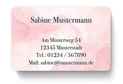 100 Visitenkarten, laminiert, 85 x 55 mm, inkl. Kartenspender - Design Marmor Rosé von EUROPRINT24