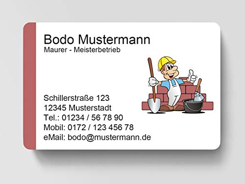 100 Visitenkarten, laminiert, 85 x 55 mm, inkl. Kartenspender - Maurer Bau von EUROPRINT24