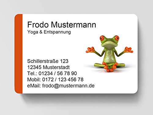 100 Visitenkarten, laminiert, 85 x 55 mm, inkl. Kartenspender - Yoga Entspannung von EUROPRINT24