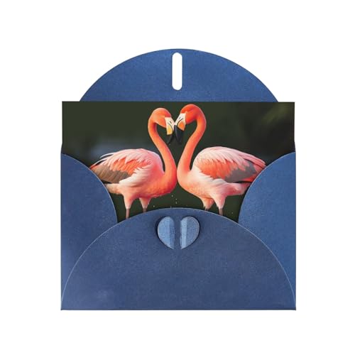 Rosa Flamingos Kiss In The Lake doppelseitige Perlglanz-Urlaubs-Grußkarten – Weihnachtskarten/Geburtstagskarten/Valentinstagskarten/Hochzeitseinladungen (mit Umschlägen) von EVANEM