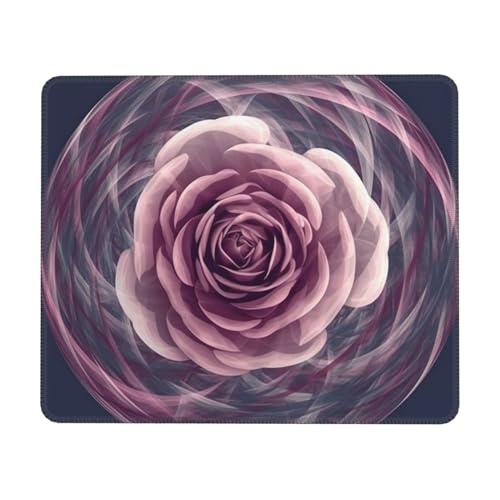 Sphere Blooming Flower Rose bedrucktes Gaming-Mauspad, Computer-Tastatur-Mauspad, Schreibtischunterlage mit rutschfester Gummiunterseite und genähtem Rand für Zuhause, Büro, Gaming-Arbeit von EVANEM