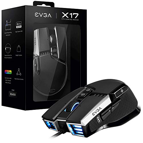 EVGA X17 Gaming Mouse, Wired, Black, Customizable, 16,000 DPI, 5 Profiles, 10 Buttons, Ergonomic 903-W1-17BK-K3 von EVGA