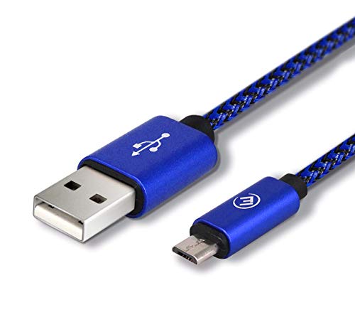 EVOMIND Micro USB Kabel in geflochtenes Nylon 1M Schnellladekabel und Datenkabel für Samsung Galaxy S7/6/ A10/ J, Xiaomi Redmi 9c/6a, PS4/Xbox One Controller, und andere MicroUSB-Geräte - 1M Blau von EVOMIND