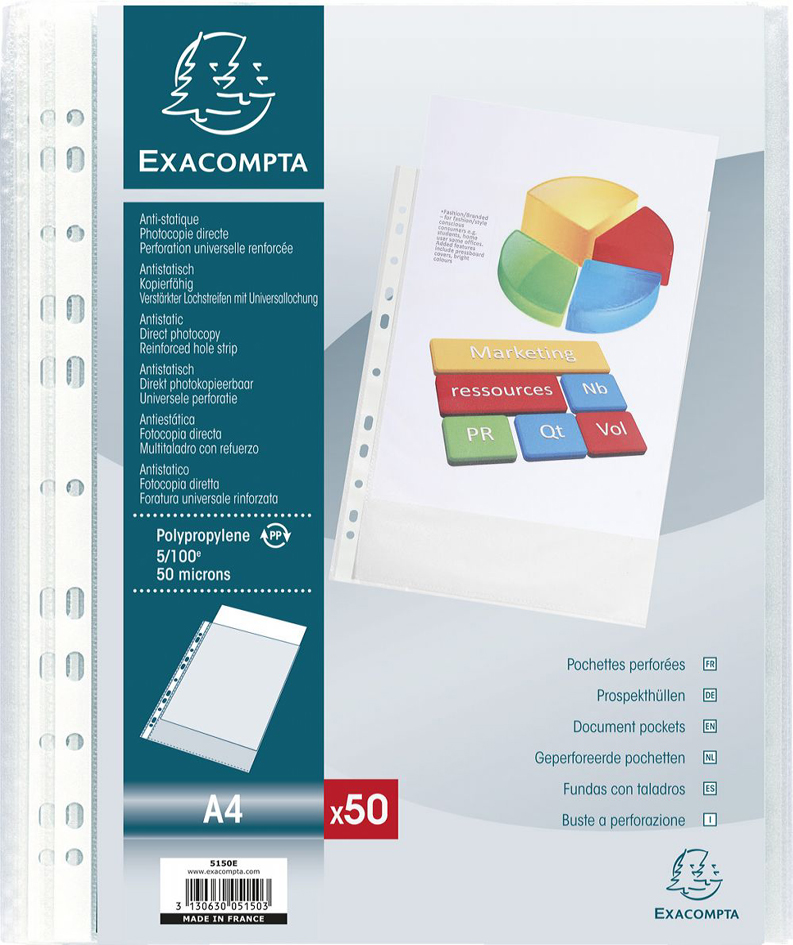 EXACOMPTA Prospekthülle, DIN A4, PP, genarbt, transparent von EXACOMPTA