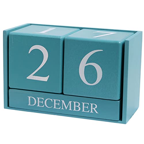 EXCEART Tischkalender aus Holz modern Steigleitung retro Esstischdekoration Uhr für den einzug bürodeko weihachtsgeschenk schreibtisch lustiger Tischkalender Blue von EXCEART