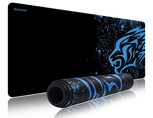 EXCOVIP Gaming grosses mauspad groß XXL Maus mat Computer Mousepad Schreibtischunterlage mit Anti-Rutsch-Gummiboden Langlebige Materialien, Tragbar, Frisches 700x300mm 3522(Blue Leopard) von EXCO