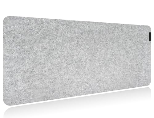 Schreibtischunterlage Filz [Rutschfest] 90x45cm - Premium antirutsch XXL Mauspad - Schreibunterlage für Homeoffice - Schreibtisch Unterlagenmatte - Desk Mat - Schreibtisch Unterlage Büro -hellgrau von EXCO