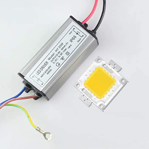 1 Set LED-Chips COB hohe Leistung 10 W 20 W 30 W 50 W 100 W mit LED-Treiber zum Basteln, Rasenbeleuchtung, weiß, Chip 50 W mit Treiber von EXMOCIS