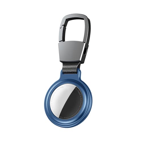 EXPE Schlüsselanhänger für Apple AirTag - Anhänger aus robusten Aluminium und Leder - Perfekte Hülle für Ihren AirTag - Karabiner - Schlüsselfinder - Blau von EXPE