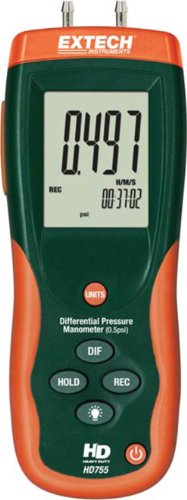 Extech 0,5-psi-Manometer und Druckmessgerät, 1 Stück, HD755 von EXTECH