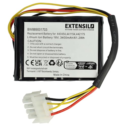 EXTENSILO 1x Akku kompatibel mit AL-KO Robolinho 700 I, 550 W, 800 W, 700 W, 822 W, 500 I, 500 W, 500 IW Rasenmäher (3400mAh, 18V, Li-Ion) von EXTENSILO