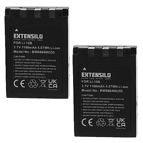 EXTENSILO 2X Akku Ersatz für Olympus Li-10B, Li-12B für Kamera (1100mAh, 3,7V, Li-Ion) von EXTENSILO