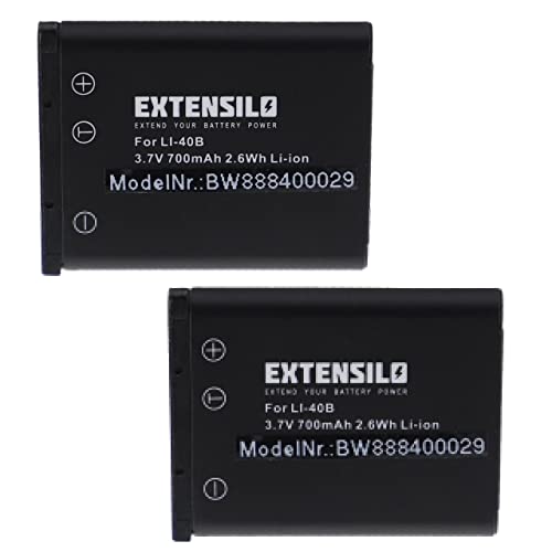 EXTENSILO 2X Akku kompatibel mit Casio Exilim EX-Z330, EX-Z28, EX-Z270, EX-Z280 Kamera (700mAh, 3,7V, Li-Ion) von EXTENSILO