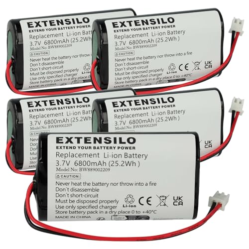 EXTENSILO 5X Akku kompatibel mit Zafferano Poldina Pro Mini Tischlampe, Nachttischlampe (6800 mAh, 3,7 V, Li-Ion) von EXTENSILO
