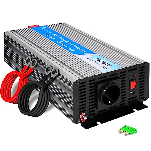 EXTRALINK OPIM - 1500W Spannungswandler 12V 230V Wechselrichter 1500W Reiner Sinus Stromwandler KFZ Inverter DC AC Umwandler Fahrzeuge Auto Wohnmobil KFZ USB Port von EXTRALINK