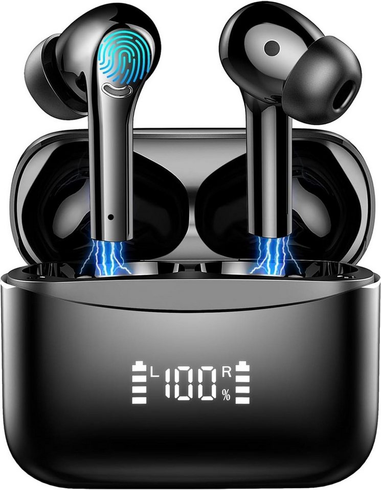 EXZHIG Herausragende Akustikstruktur mit 13-mm-Dynamiktreiber In-Ear-Kopfhörer (Ultraleichtes, ergonomisches Design passt sich der Ohrform an und reduziert Druck auf den Gehörgang. Nur 3,4 g pro Ohrstöpsel für maximalen Tragekomfort., mit 6 ENC Noise Cancelling HIFI Stereo LED-Anzeige 35 Std. Spielzeit) von EXZHIG