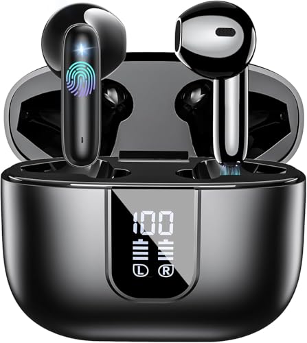 Kopfhörer Kabellos Bluetooth 5.4, In Ear Kopfhörer mit 6 Mic, ENC Noise Cancelling, 2025 Neue Earbuds Surround-Sound, Leicht/35 Std. Spielzeit/IP7 Wasserabweisend/LED-Anzeige, Ohrhörer für den Alltag von EXZHIG