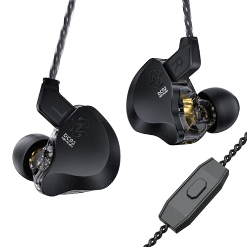 CCZ Solo HiFi In-Ear-Monitore, Ohrhörer, 10 mm Dual Dynamic Driver, IEM-Ohrhörer, kabelgebundene Ohrhörer, Gaming-Ohrhörer, mit OFC-Kabel für Sänger und Musiker (Schwarz, mit Mikrofon) von EZ EAR