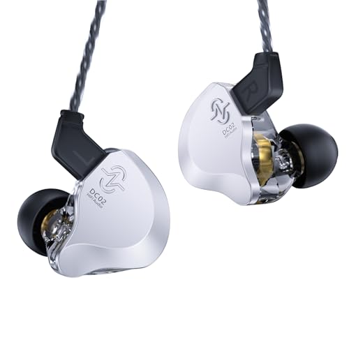 CCZ Solo HiFi In-Ear-Monitore, Ohrhörer, 10 mm Dual Dynamic Driver, IEM-Ohrhörer, kabelgebundene Ohrhörer, Gaming-Ohrhörer, mit OFC-Kabel für Sänger und Musiker (Silber, ohne Mikrofon) von EZ EAR