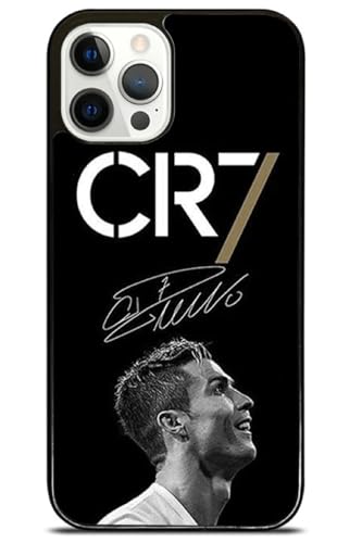 EZB Cristiano Ronaldo Schutzhülle für iPhone, flexibel, stoßdämpfend, coole Fußballspieler-Handyhülle, Schwarz und Weiß, Signature CR7 (iPhone 11 Pro Max) von EZB