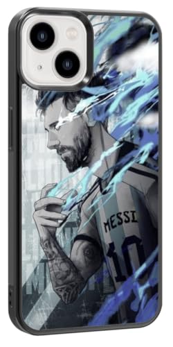 EZB Messi Themed Kompatibel mit iPhone-Hülle, flexibel, stoßdämpfend, cooles Fußball-Thema, Lionel Messi (iPhone 12 Pro Max), Blau von EZB