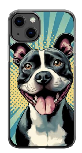 EZB Pop-Art-Schutzhülle für iPhone X, Motiv: Staffy Dog, flexible, stoßdämpfende Kanten, coole, bunte, abstrakte Handyhülle, Blau von EZB