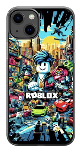 EZB Ro-blox Schutzhülle für iPhone 16, flexibel, stoßdämpfende Kanten, bunte, einzigartige Pop-Art-Handyhülle, Ro-Blox-Thema (iPhone 16), Schwarz von EZB