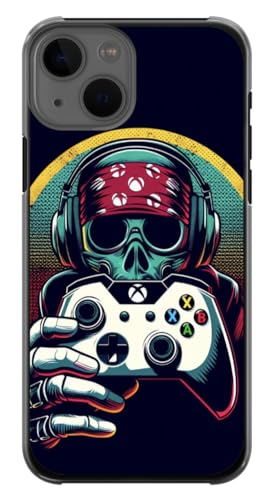 EZB Scary Gaming-Schutzhülle mit Totenkopf-Horror-Motiv, kompatibel mit iPhone, flexibel, stoßdämpfend, einzigartige Pop-Art-Handyhülle, Totenkopf-Gamer (iPhone 11), Schwarz von EZB