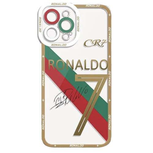 EZB Schutzhülle für iPhone 14 mit Cristiano Ronaldo-Motiv, transparent, flexibel, stoßdämpfend, coole Handyhülle, Ronaldo Portugal von EZB