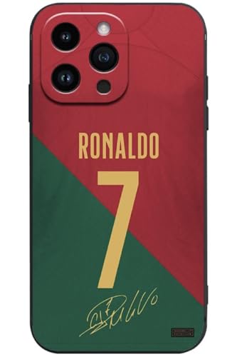 EZB Schutzhülle für iPhone 15 Pro Max mit Fußballspieler-Motiv, flexible Silikonhülle, stoßdämpfend (Ronaldo, iPhone 15 Pro Max) von EZB