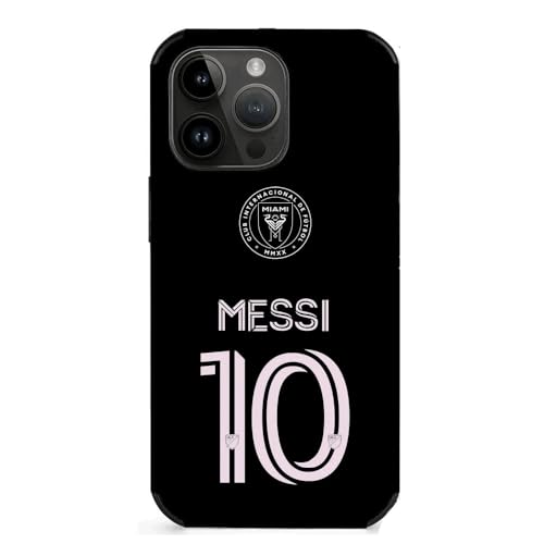 EZB Schutzhülle für iPhone 15 mit Lionel Messi-Motiv, flexibel, stoßdämpfend, coole Handyhülle, Schwarz und Weiß von EZB