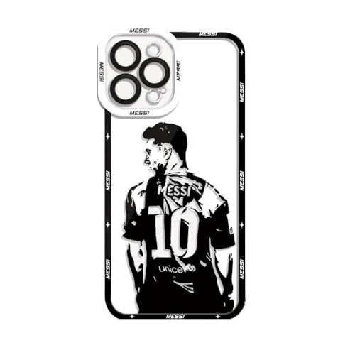 EZB Schutzhülle für iPhone 8 mit Lionel Messi-Motiv, Schwarz und Weiß, transparent, flexibel, stoßdämpfend, coole Handyhülle, Messi-Shirt 10, Schwarz und Weiß von EZB