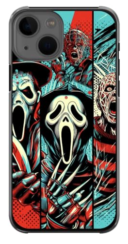 EZB Scream Freddie Krueger Pinhead iPhone-kompatible Handyhülle, flexible Kanten, stoßdämpfend, einzigartig, Horror-Thema, Pop-Art-Schutzhülle, Horror-Figuren (iPhone 15 Pro), Blau von EZB